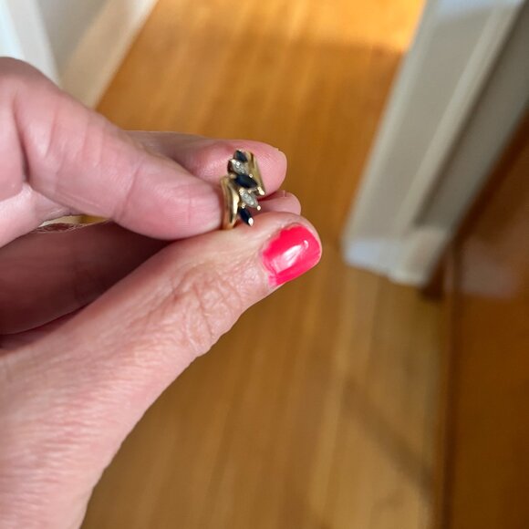 Vintage yellow gold sapphire and diamond ring, size 7 - Picture 5 of 5